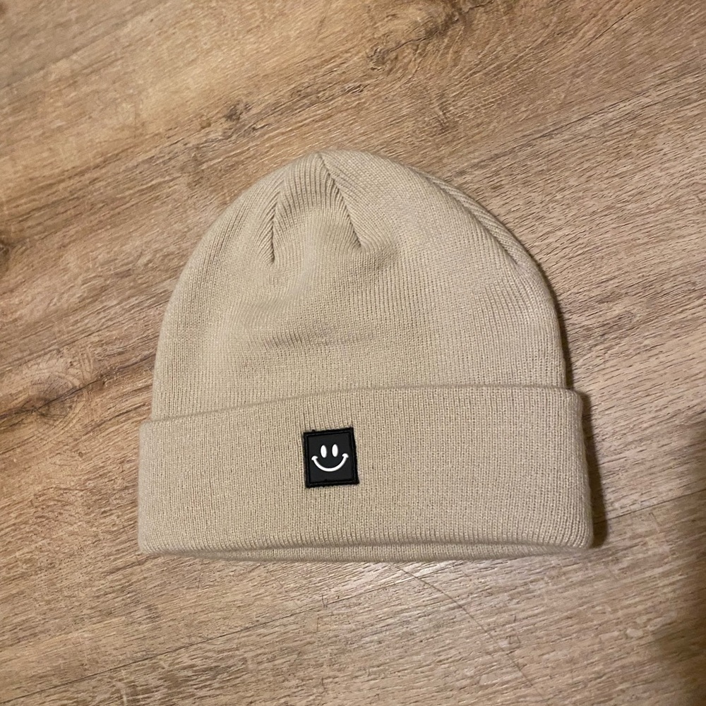 Beige Smiley Beanie